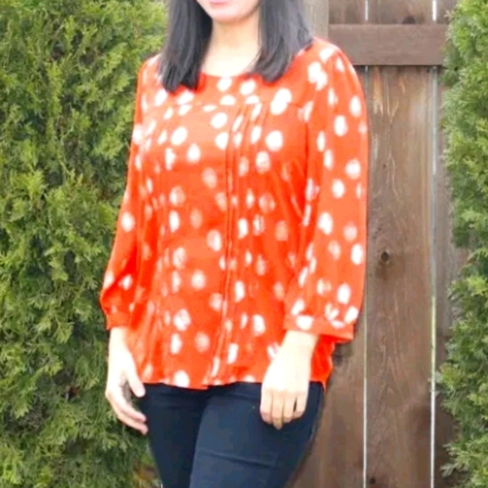 Alice Blue Orange Marquita Pleated Blouse